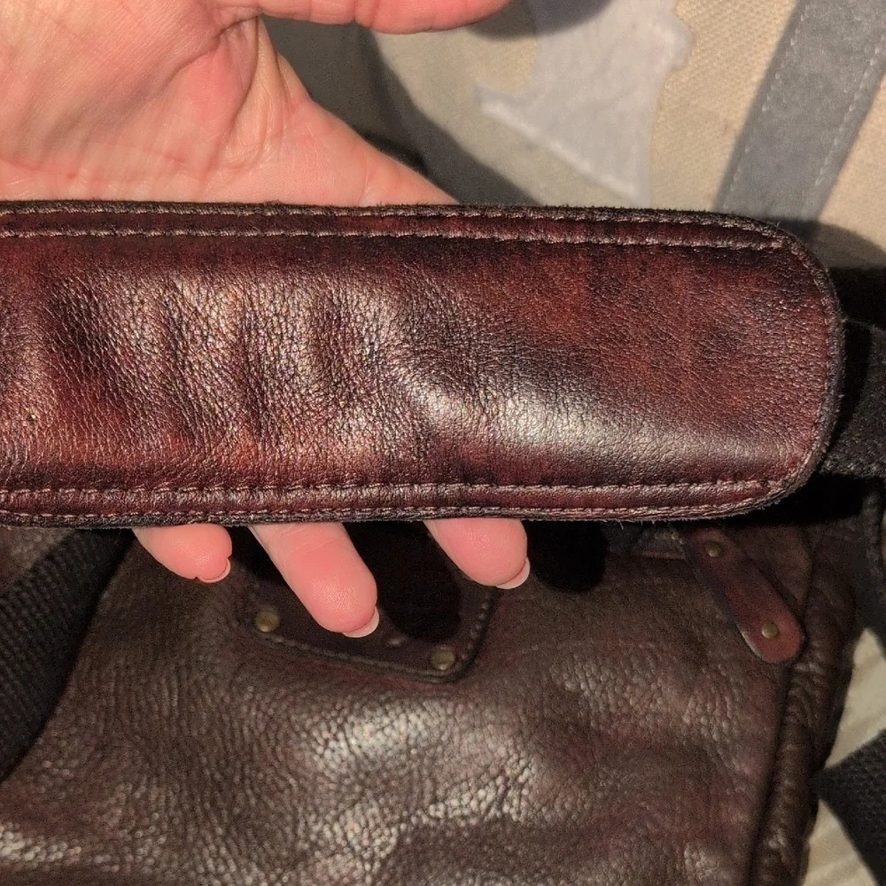 Scully Dark Brown Leather Messenger Bag